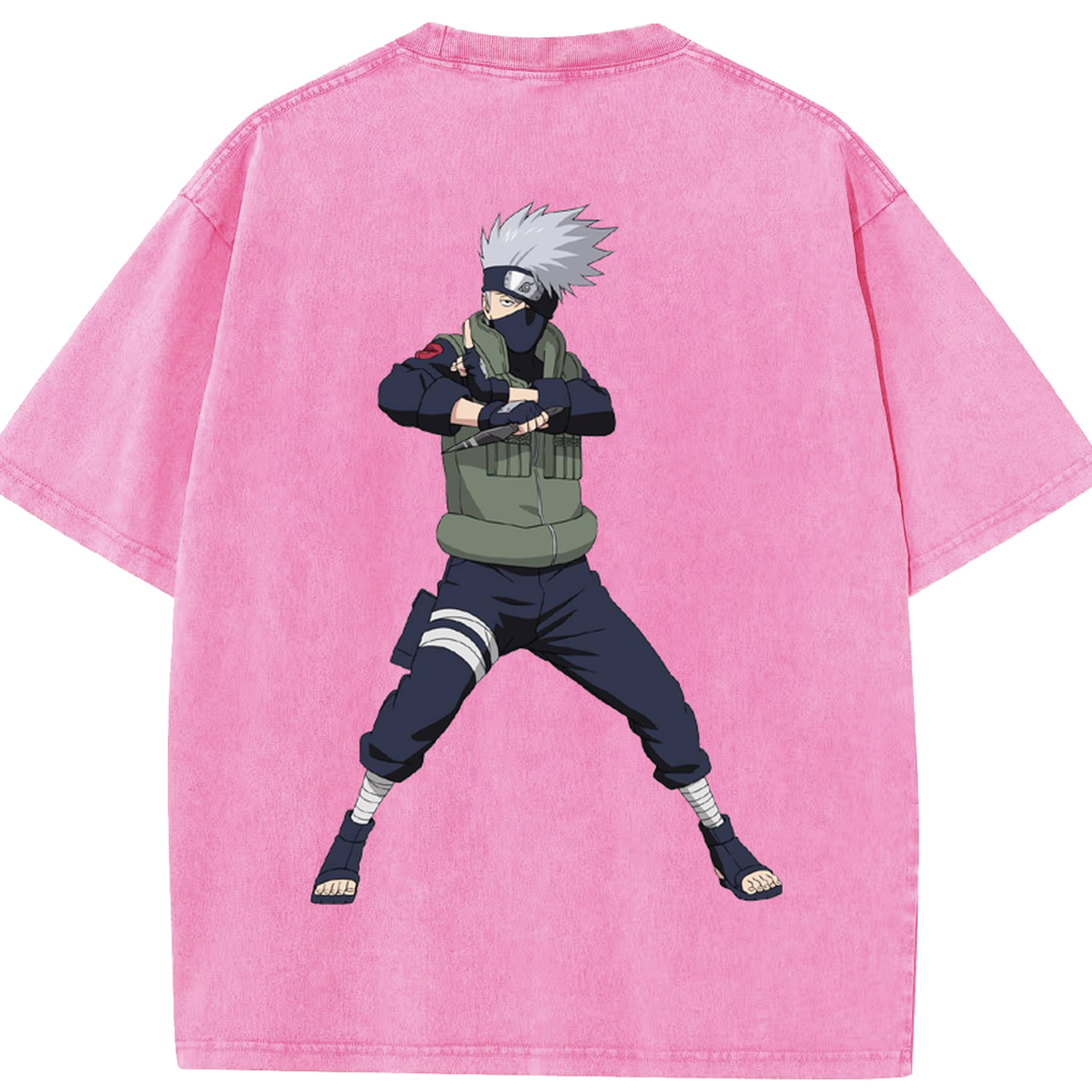 （画像用） NARUTO -ナルト- はたけ カカシ Hatake Kakashi 綿100% ヴィンテージ風 半袖Tシャツ（背面プリント）